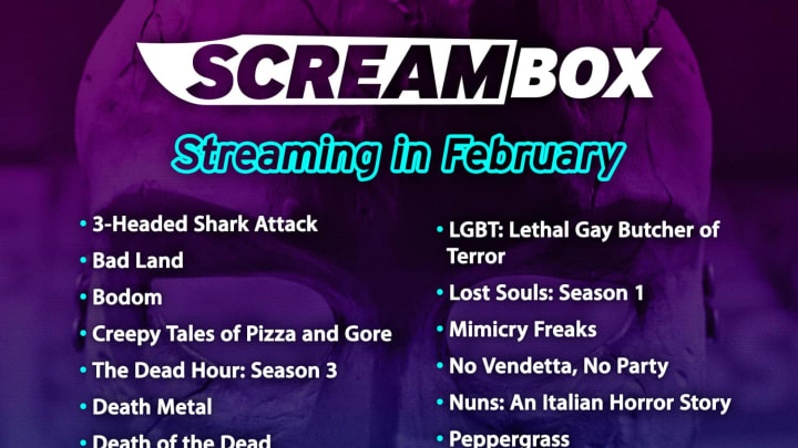 Screambox February Schedule