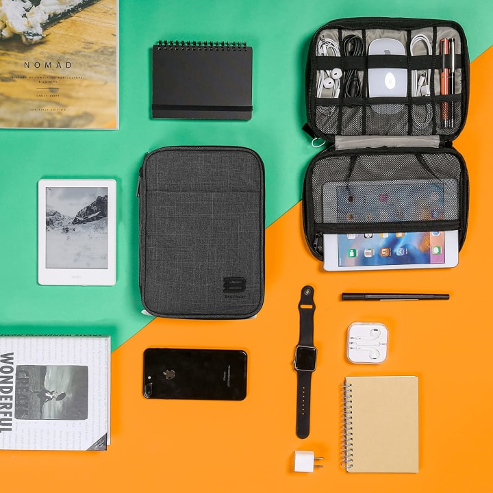 One of the best gifts for commuters is pictured, a BAGSMART Electronic Organizer. 