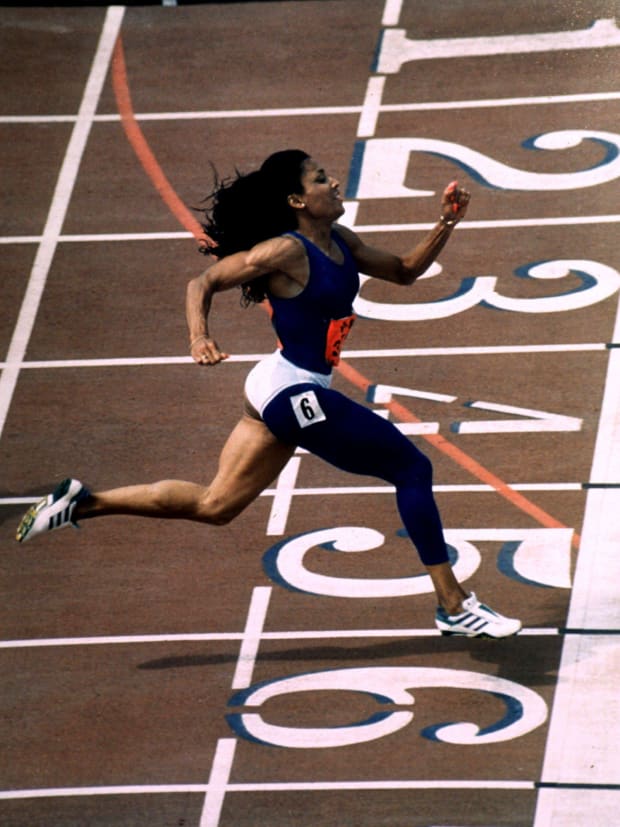 At the 1988 U.S. Olympic trials, Griffith set a new world record in the 100-meter sprint.