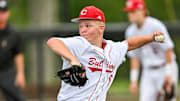 Alex Welk from the Carthage Bulldogs throws a pitch against the Spring Hill Panthers in a game on April 4, 2025.