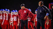Los Alamitos football coach Ray Fenton looks on as the Griffins take on San Juan Hills in the CIF-SS playoffs.