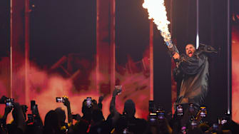 Seth Rollins makes his entrance at WrestleMania 41.
