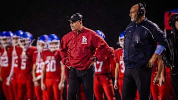 Los Alamitos football coach Ray Fenton looks on as the Griffins take on San Juan Hills in the CIF-SS playoffs.