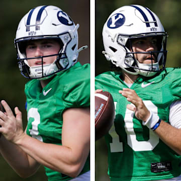 BYU quarterbacks at Fall Camp