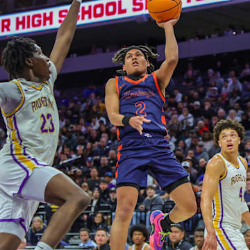 Roosevelt senior PG Myles Walker (2) goes up for two of his 15 points in his team's 80-60 win over Riordan for the California (CIF) Open Division title 3-15-25 at Golden 1 Center, home of the NBA's Sacramento Kings. Walker's Roosevelt team was the obvious choice as top-ranked team in the High Schools On SI final Top 25 state rankings. 