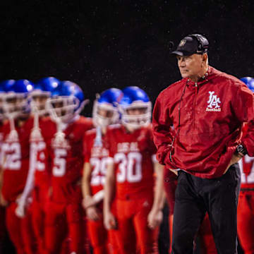 Los Alamitos football coach Ray Fenton looks on as the Griffins take on San Juan Hills in the CIF-SS playoffs.