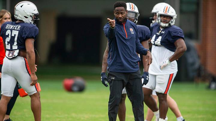 Auburn Tigers running backs coach Carnell \"Cadillac\" Williams during Auburn Tigers football