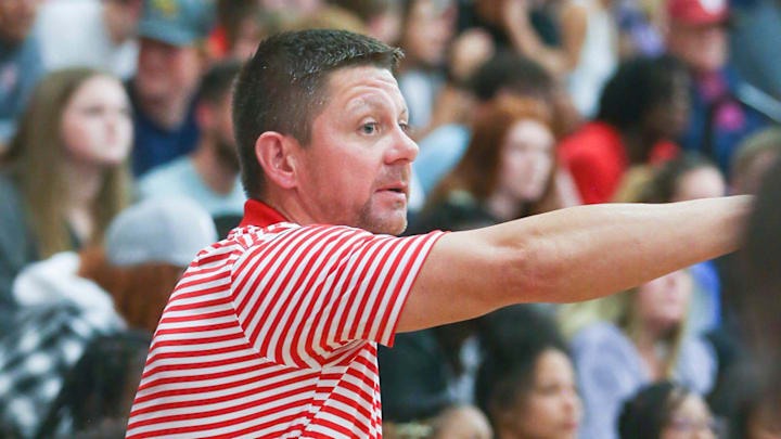 Greg Watson directs his team during the Crestview Nease boys regional game at Crestview. The Bulldogs won in overtime 39-37.
Crestview Nease Regional Playoff Basketball Greg Watson directs his team during the Crestview Nease boys regional game at Crestview. The Bulldogs won in overtime 39-37.
Crestview Nease Regional Playoff Basketball
