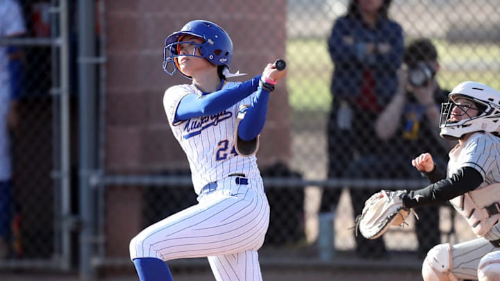 Douglas takes on Sahuarita in an Arizona high school softball game. Douglas takes on Sahuarita in an Arizona high school softball game.