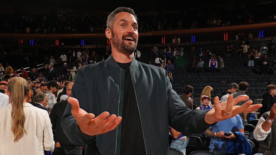 Kevin Love attends an Eastern Conference finals game at Madison Square Garden. | Jesse D. GarrabrantNBAE via Getty Images