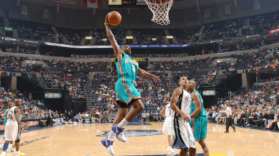 Chris Paul lays the ball in as a rookie for the Hornets.