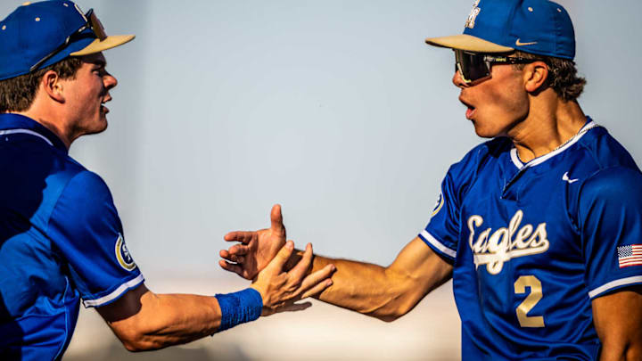 Santa Margarita baseball players celebrate after a win over Huntington Beach in the Division 1 playoffs. Santa Margarita baseball players celebrate after a win over Huntington Beach in the Division 1 playoffs.