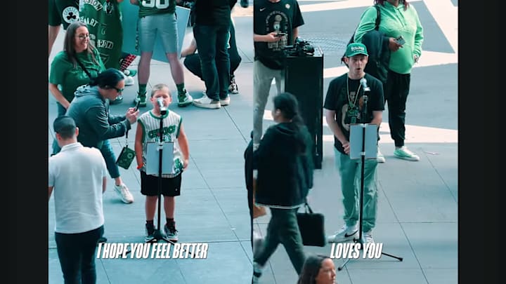 Boston Celtics fans leave messages for Jayson Tatum.