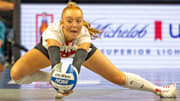 Nebraska libero Olivia Mauch digs a ball against No. 18 Creighton on Tuesday. The sophomore from Bennington started her second match of the season at libero against the Bluejays.