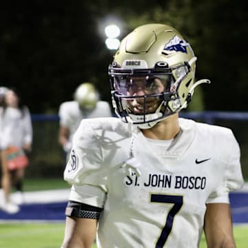 St. John Bosco’s Madden Williams was standout in the Braves victory over Sierra Canyon in Chatsworth, Calif. on Sept. 7, 2024.