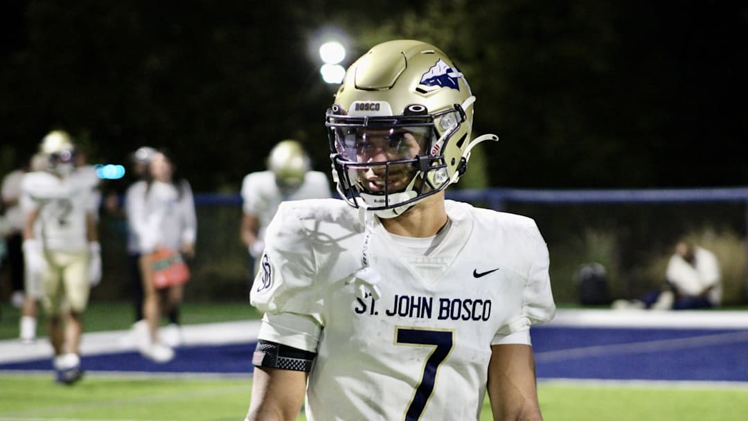 St. John Bosco’s Madden Williams excelled in the Braves' victory over Sierra Canyon in Chatsworth, Calif., on Sept. 7, 2024.