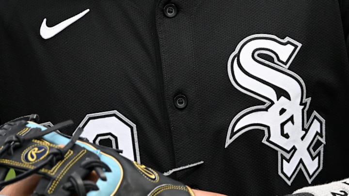 A Chicago White Sox jersey. A Chicago White Sox jersey.