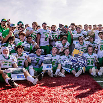 Sonora High wins the CIF State Division 2-A championship with a 35-10 win over Rio Hondo Prep at Saddleback College on Saturday, Dec. 13, 2025.