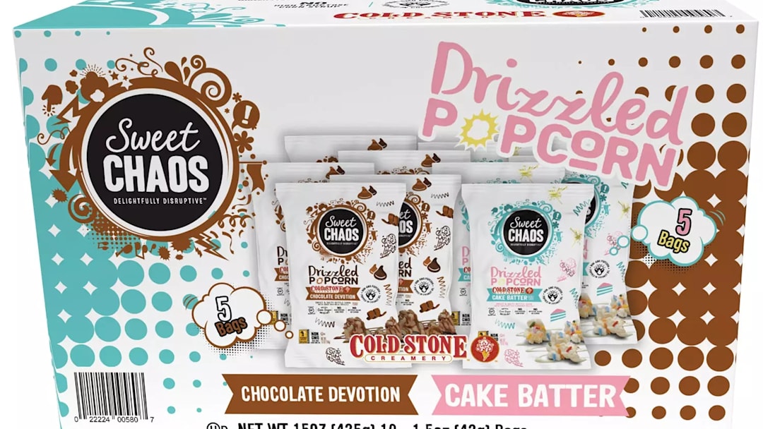 Sweet Chaos Cold Stone Drizzled Popcorn Variety Pack. Image courtesy Sam's Club