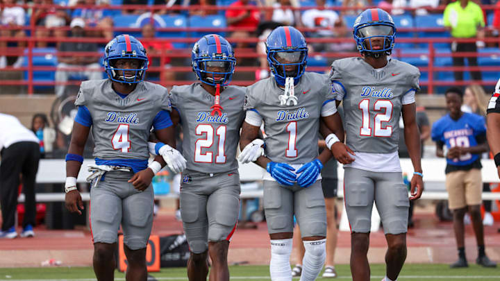 Duncanville captains take the field in Texas for a nationally-ranked high school football showdown with Maryland's St. Frances Academy on Sept. 14, 2024.