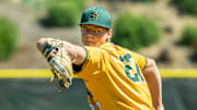 Santa Barbara High School takes on Saugus High in a California baseball game.