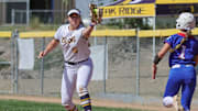 Oak Ridge first baseman Brooklyn Paratore records a putout during a a 7-1 Sac-Joaquin Section Division 1 playoff win over Folsom on May 16