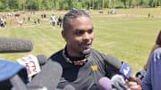 Safety Gabe Taylor following the Washington Commanders' rookie minicamp.