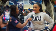 Jackson State Lady Tigers' Head Coach Tomekia Reed gives an interview after the Lady Tigers won the