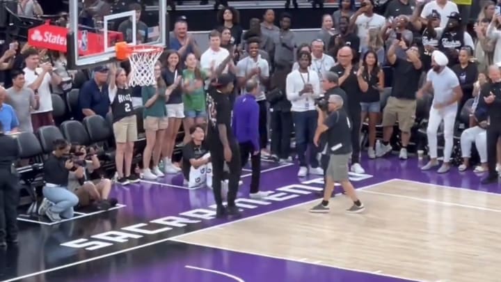 DeMar DeRozan introduced to Kings fans at a summer league game just a bit after agreeing to a deal that will make him a King starting in 2024-25 DeMar DeRozan introduced to Kings fans at a summer league game just a bit after agreeing to a deal that will make him a King starting in 2024-25