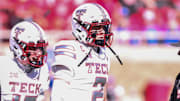 Texas Tech's Behren Morton walks onto the field during a Big 12 Conference football game, Saturday, Nov. 8, 2025, at Jones AT&T Stadium.