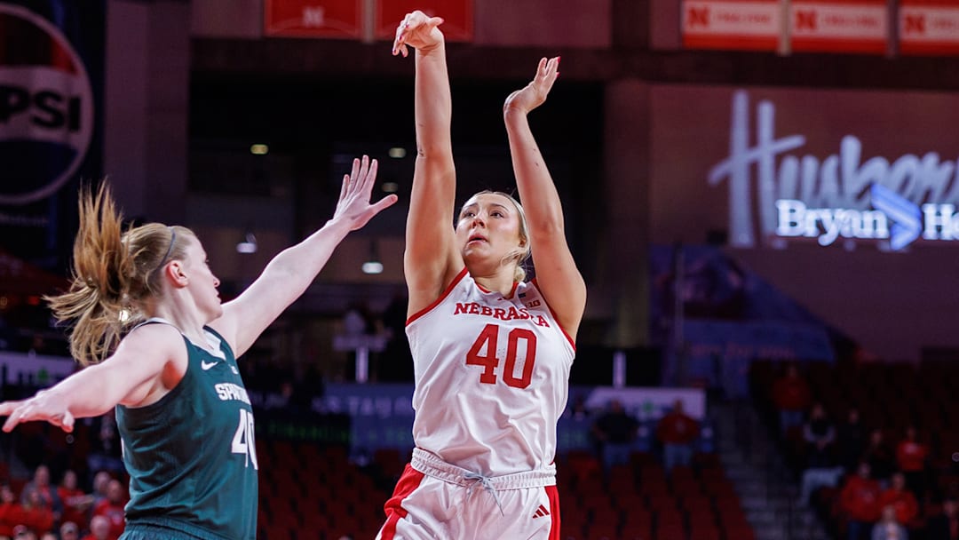 Nebraska center/forward Alexis Markowski shoots the ball against Michigan State at Pinnacle Bank Arena on Jan. 8, 2025.
