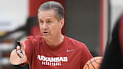 Razorbacks coach John Calipari at practice at the Eddie Sutton Practice Center in Fayetteville, Ark.