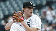 Chicago White Sox starting pitcher Jonathan Cannon (48) throws against the Detroit Tigers at Rate Field.