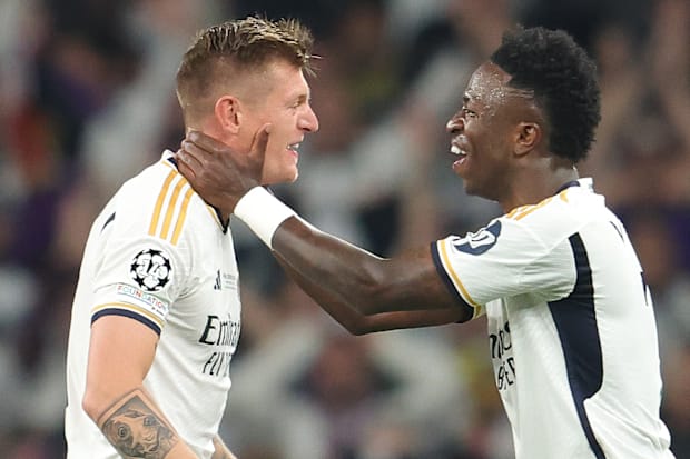 Toni Kroos and Vinicius Junior. Toni Kroos and Vinicius Junior.