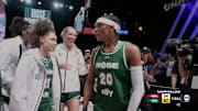 Rose BC celebrates after defeating Vinyl in the first Unrivaled championship.