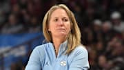 Mar 24, 2034; Columbia, So Carolina, USA;  University of North Carolina Coach Courtney Banghart during the first quarter of the second round NCAA Women's Basketball Tournament game at the Colonial Life Center.  Mandatory Credit: Ken Ruinard-Imagn Images via Greenville News