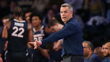 Jan 20, 2024; Atlanta, Georgia, USA; Virginia Cavaliers head coach Tony Bennett coaches against the Georgia Tech Yellow Jackets in the first half at McCamish Pavilion. Mandatory Credit: Brett Davis-Imagn Images