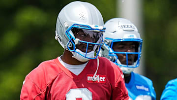 Detroit Lions quarterback Hendon Hooker (2) watches practice during OTA at Meijer Performance Center in Allen Park on Friday, May 30, 2025.