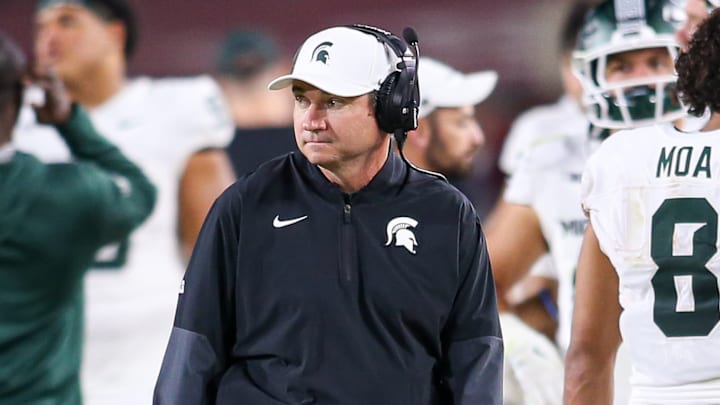 Jonathan Smith patrols the sidelines during Michigan State's game at USC on Sept. 20, 2025. Jonathan Smith patrols the sidelines during Michigan State's game at USC on Sept. 20, 2025.