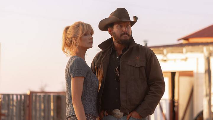 L-R: Kelly Reilly as Beth Dutton and Cole Hauser as Rip Wheeler in Dutton Ranch, episode 8, season 1, streaming on Paramount+, 2026