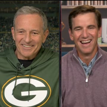 Disney CEO Bob Iger joined Peyton Manning and Eli Manning on the ManningCast during Week 10’s edition of “Monday Night Football.”