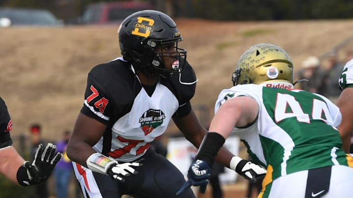South Carolina football freshman offensive tackle Josiah Thompson during the 2024 Shrine Game of the Carolinas