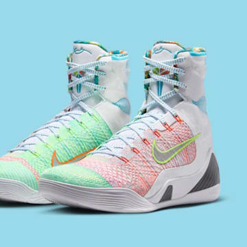 The Nike Kobe 9 Elite High Protro in the "What the Kobe?" colorway.