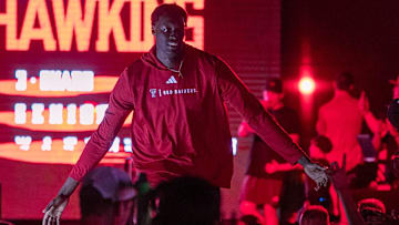Federiko Federiko makes his entrance during the Texas Tech basketball block party, Monday, October 28, 2024, on Broadway.