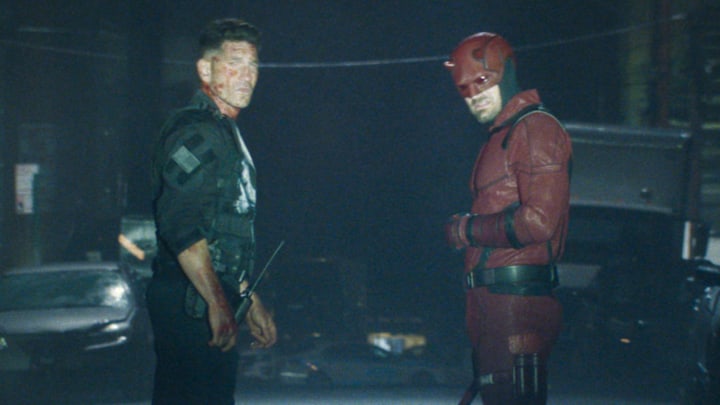 (L-R) Frank Castle/The Punisher (Jon Bernthal) and Matt Murdock/Daredevil (Charlie Cox) in Marvel Television's DAREDEVIL: BORN AGAIN, exclusively on Disney+. Photo courtesy of Marvel Television. © 2025 MARVEL.