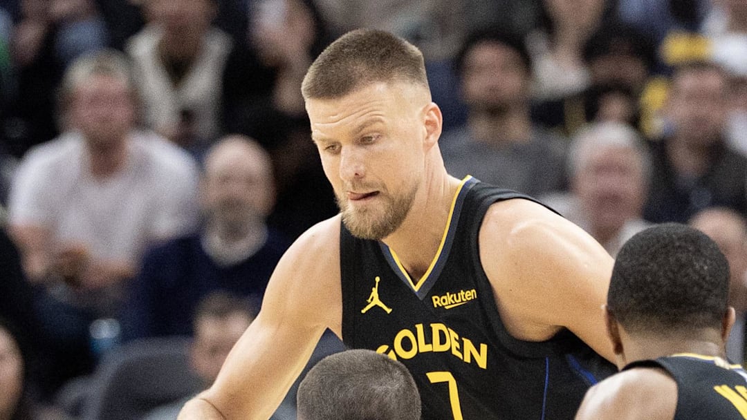 Feb 19, 2026; San Francisco, California, USA; Golden State Warriors defenders Kristaps Porzingis (7) and De'Anthony Melton (8) double-team Boston Celtics guard Payton Pritchard (11) during the fourth quarter at Chase Center. Mandatory Credit: D. Ross Cameron-Imagn Images Feb 19, 2026; San Francisco, California, USA; Golden State Warriors defenders Kristaps Porzingis (7) and De'Anthony Melton (8) double-team Boston Celtics guard Payton Pritchard (11) during the fourth quarter at Chase Center. Mandatory Credit: D. Ross Cameron-Imagn Images