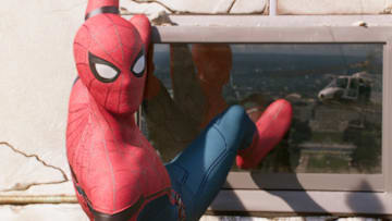 Spider-Man climbs the Washington Monument in Columbia Pictures' SPIDER-MAN: ™: HOMECOMING.