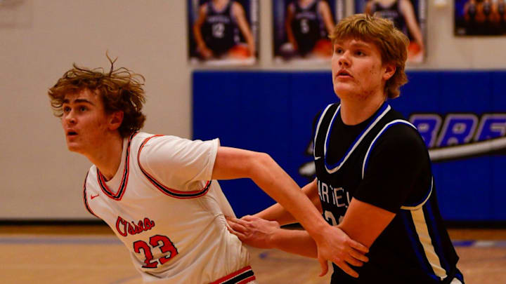 Sartell boys basketball senior Carter Stutsman plays during a 2024 Granite City Classic game Dec. 27 at home versus Osseo. The Sabres won 60-55. Sartell boys basketball senior Carter Stutsman plays during a 2024 Granite City Classic game Dec. 27 at home versus Osseo. The Sabres won 60-55.