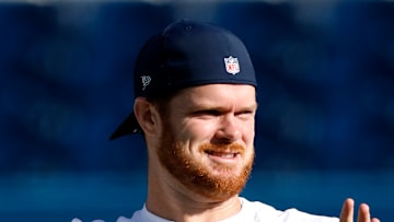 Seattle Seahawks quarterback Sam Darnold throws a pass