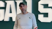 Michigan State Spartans defensive coordinator Joe Rossi speaks during a Wednesday, Nov. 19, 2025, press conference ahead of a game against the Iowa Hawkeyes